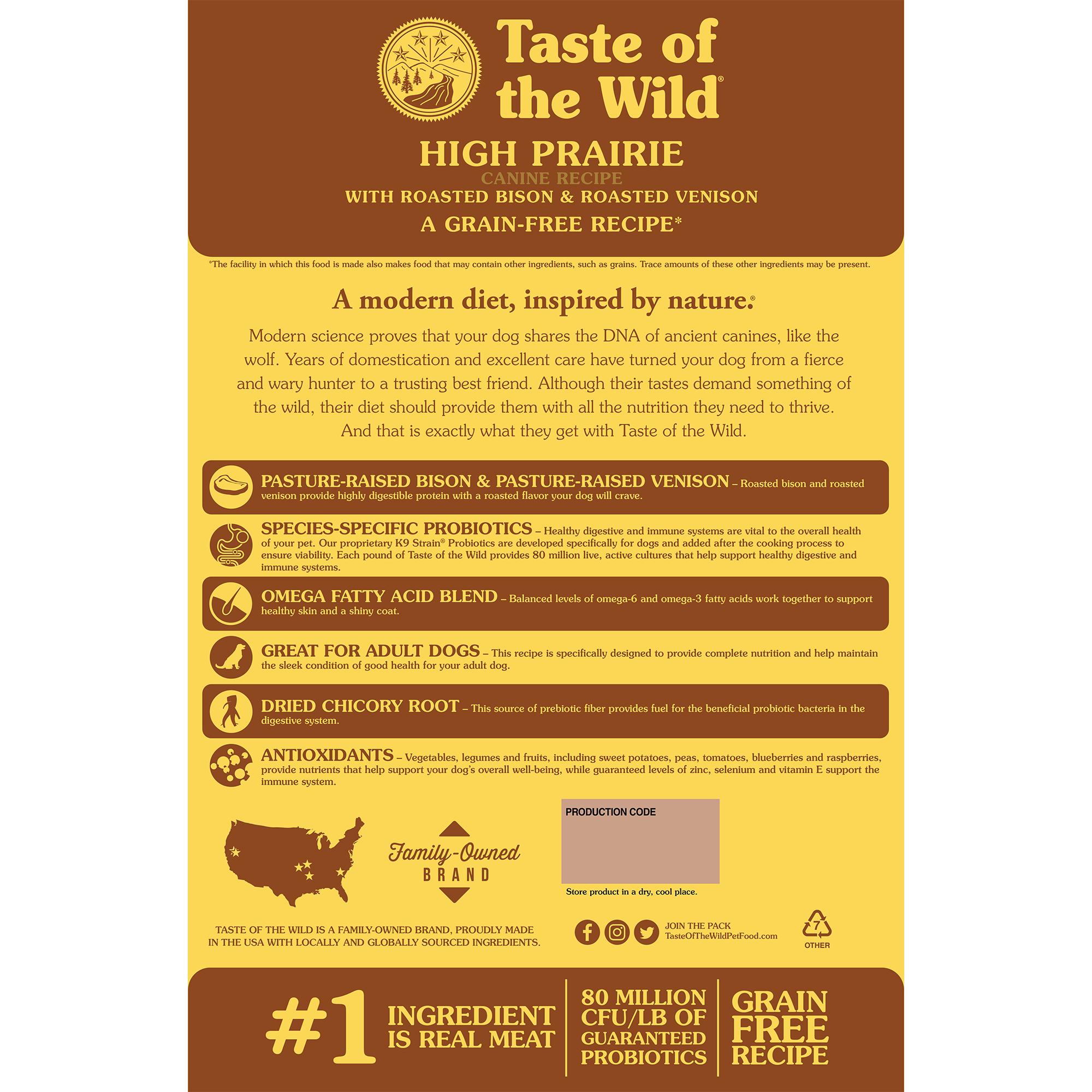 Taste of the Wild High Prairie Dog Food – Roasted Bison & Venison, Grain-Free for Adult Dogs