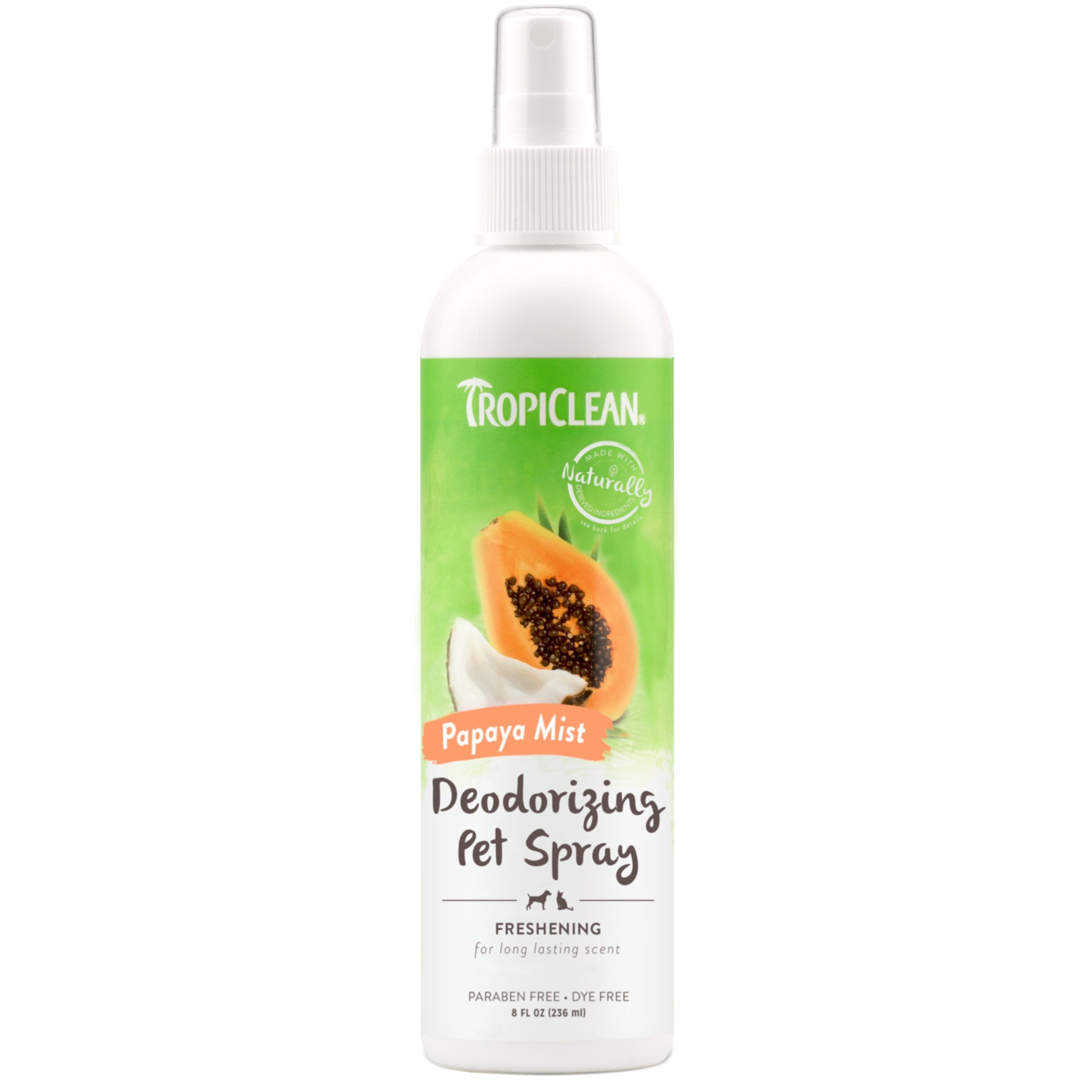 TropiClean Pet Deodorizing Spray-Papaya Neutralizing & Conditioning Spray for Dogs & Cats (8oz)