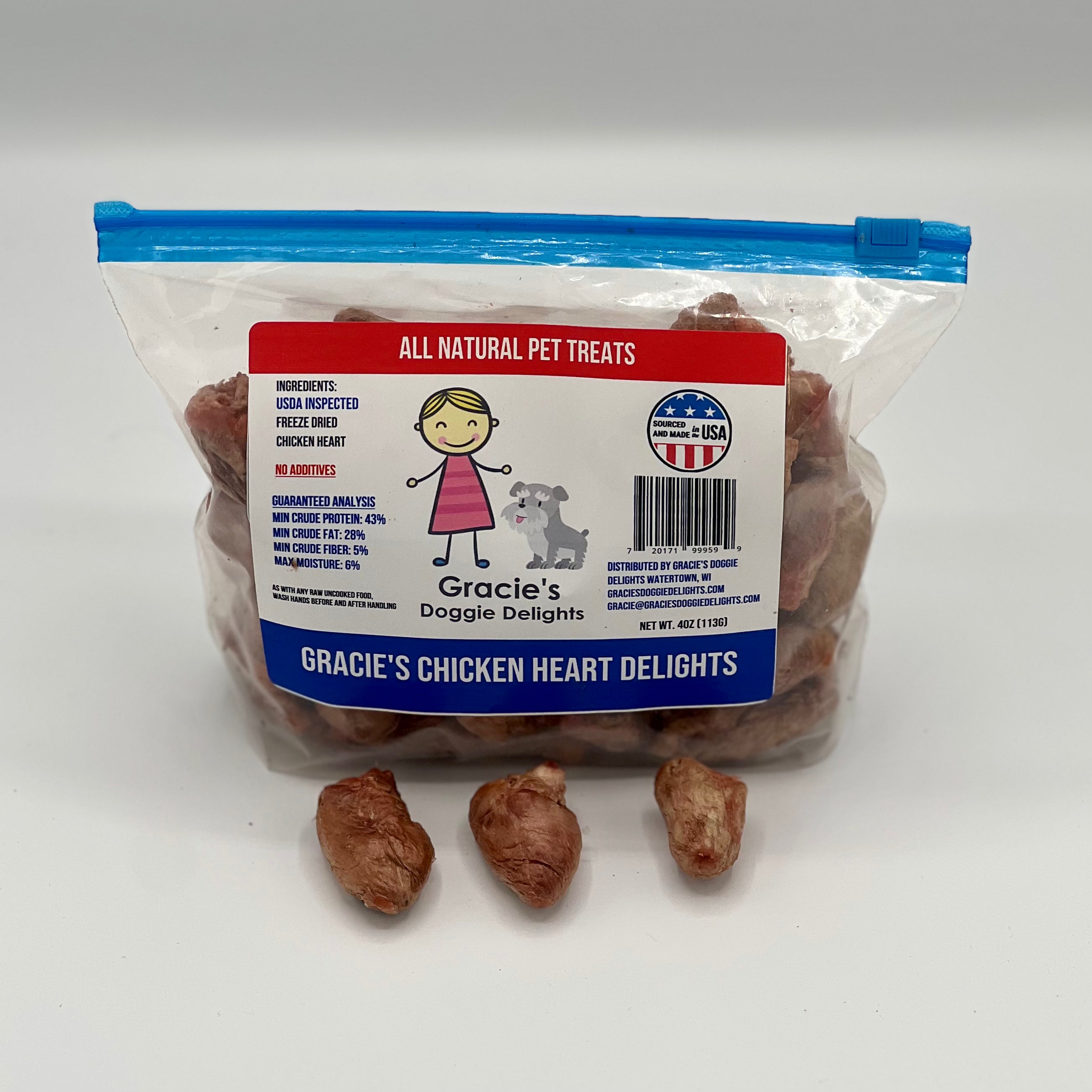 Gracie’s Chicken Heart Delights – 100% Freeze-Dried Dog Treats