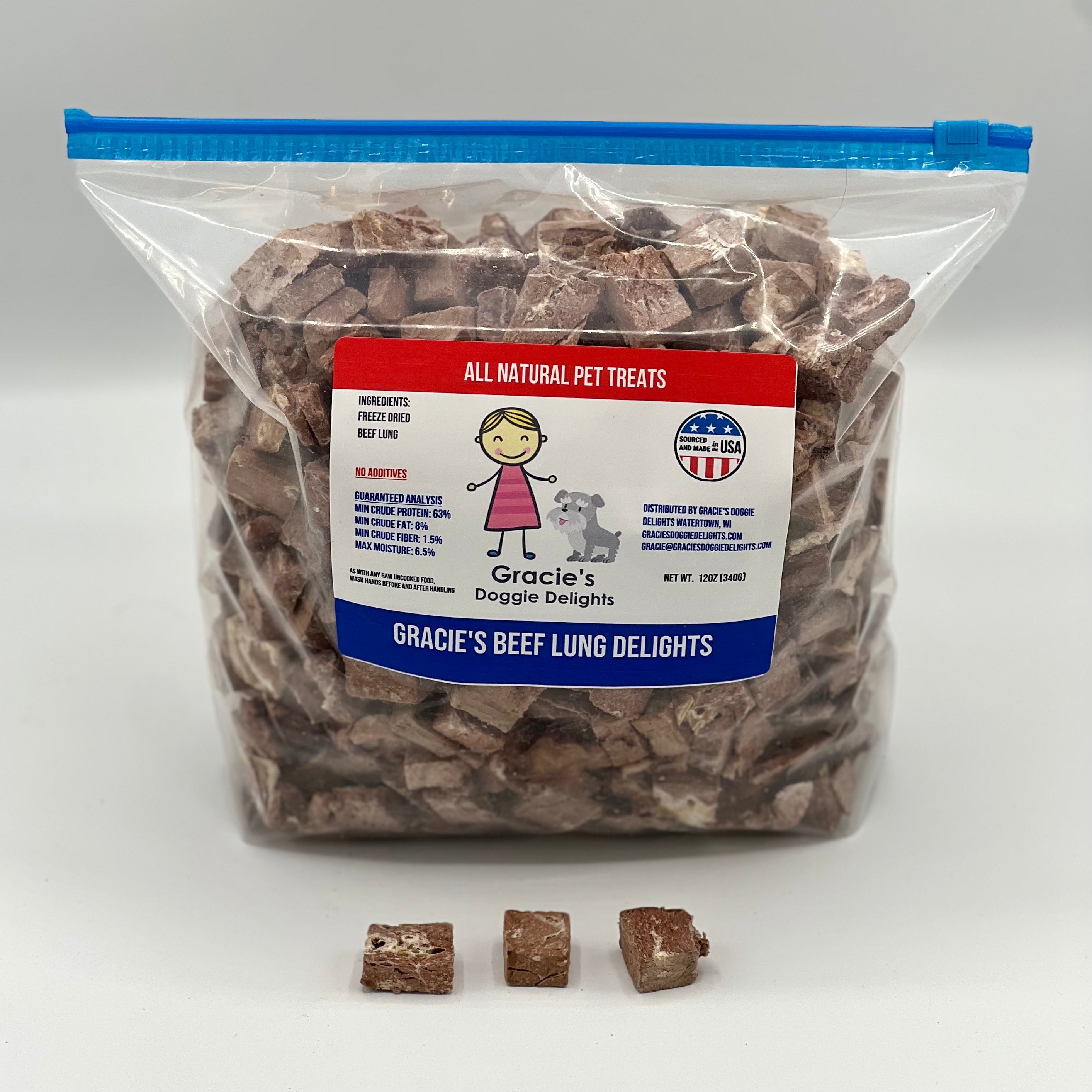 Gracie’s Freeze-Dried Beef Lung Treats – Single Ingredient & High Protein