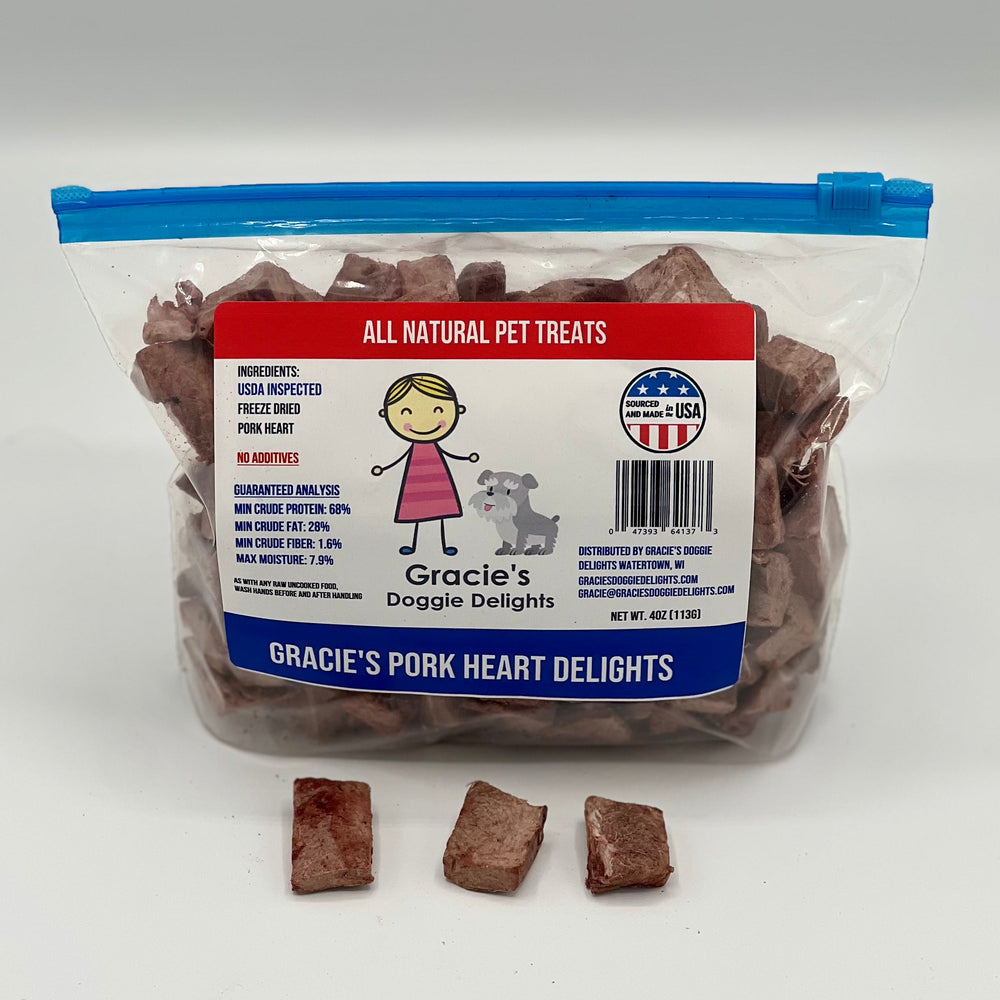 Gracie’s Pork Heart Delights – Freeze-Dried Raw Pork Heart Dog Treats