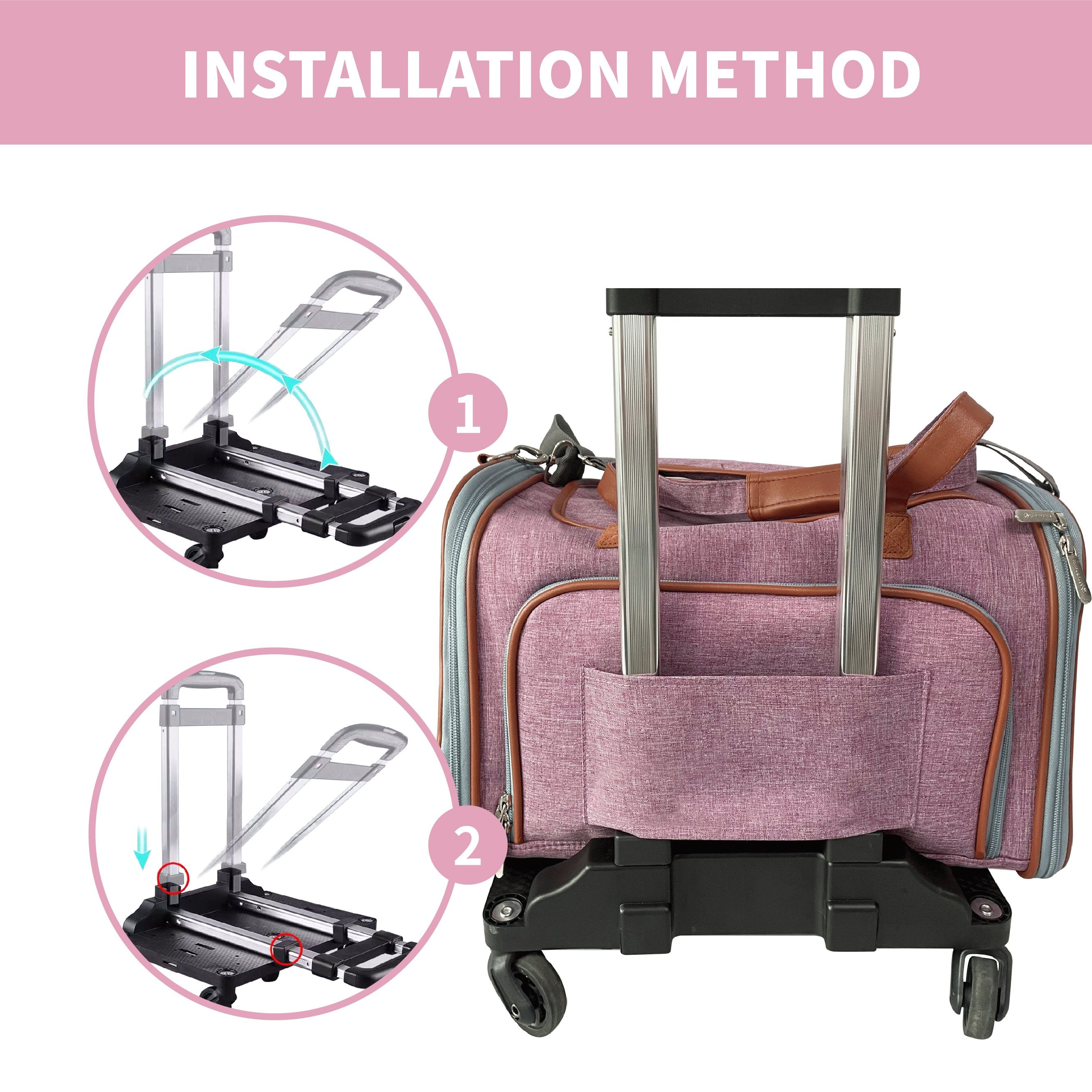Mr. Peanut's Spinner Wheelbase Luggage Cart – Pet Carrier & Travel Bag Attachment for Easy Rolling