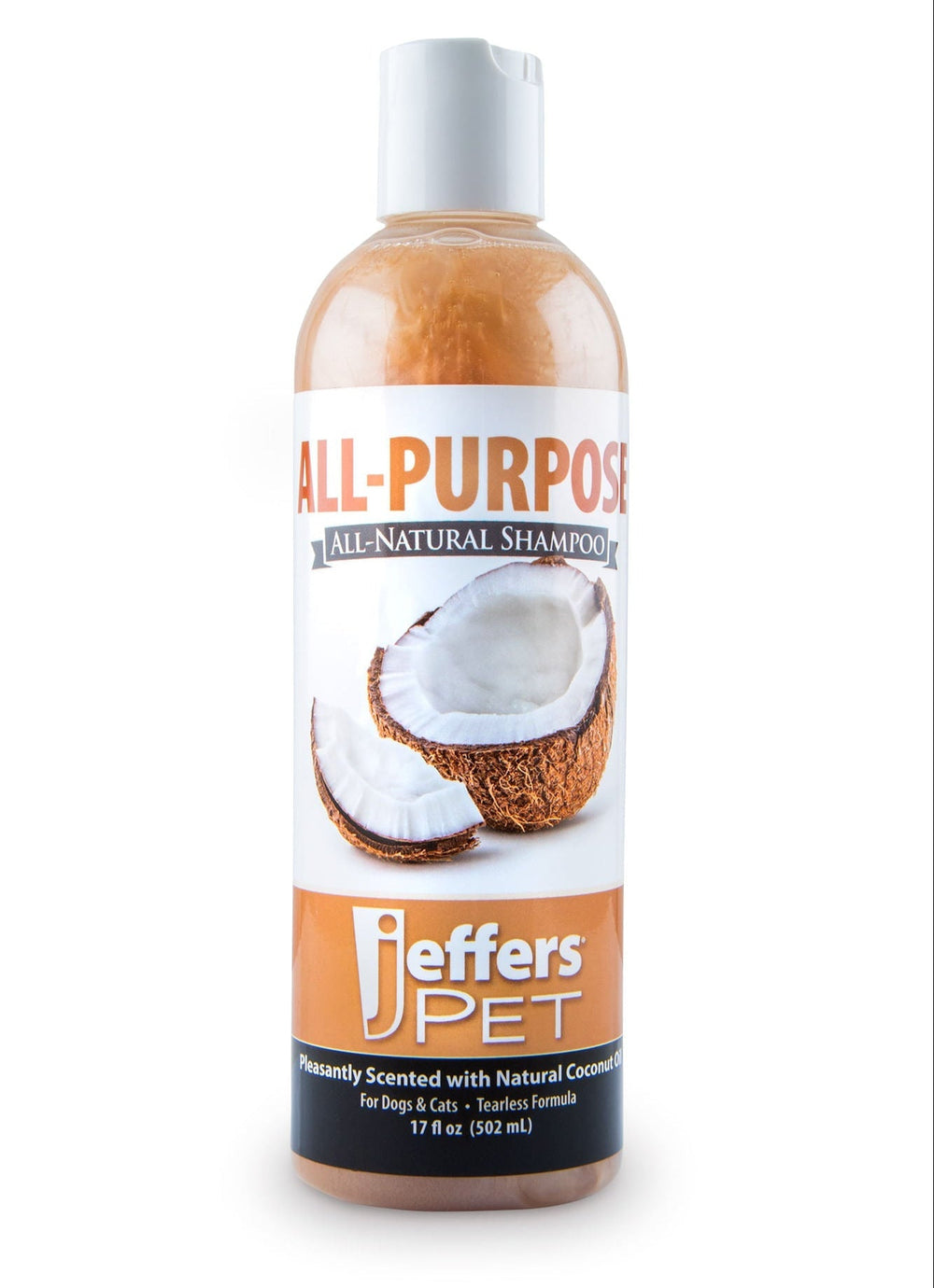 Jeffers Pet Tearless All-Purpose Coconut Oil Shampoo – 8:1 Concentrated Shampoo for Dogs & Cats