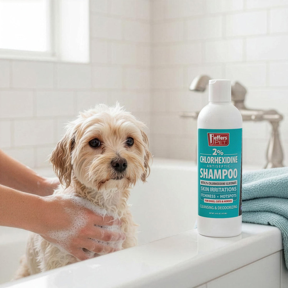 Jeffers 2% Chlorhexidine Medicated Shampoo – Antiseptic Skin & Coat Shampoo for Dogs, Cats & Horses