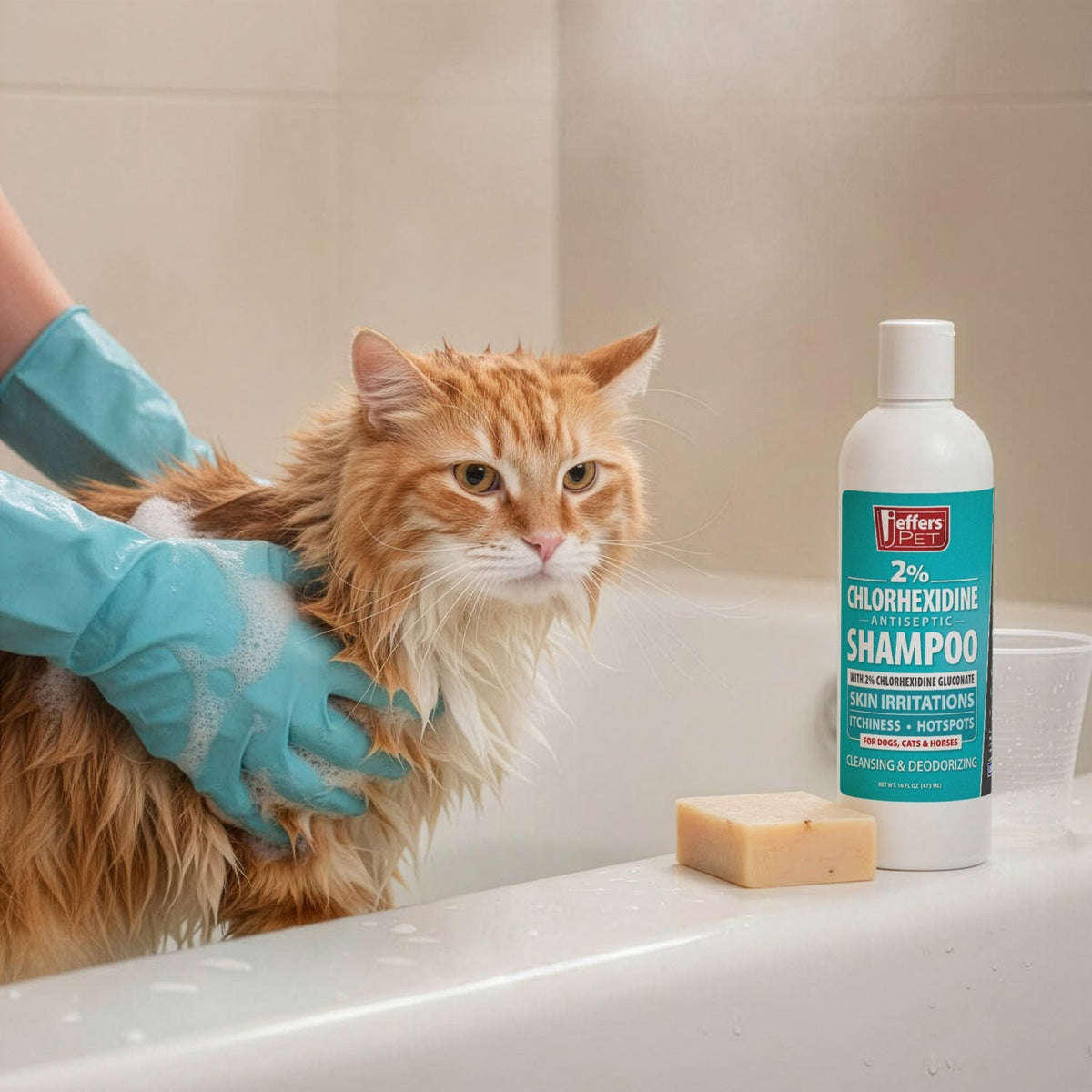 Jeffers 2% Chlorhexidine Medicated Shampoo – Antiseptic Skin & Coat Shampoo for Dogs, Cats & Horses