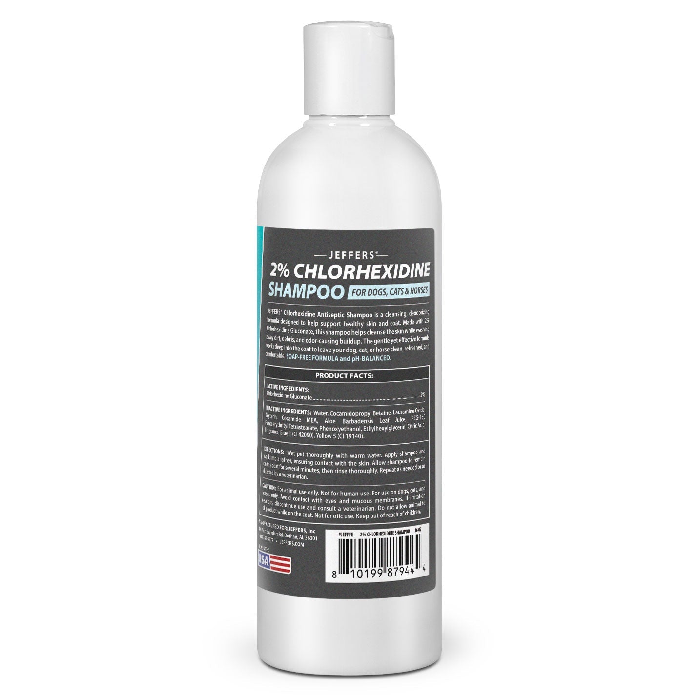 Jeffers 2% Chlorhexidine Medicated Shampoo – Antiseptic Skin & Coat Shampoo for Dogs, Cats & Horses