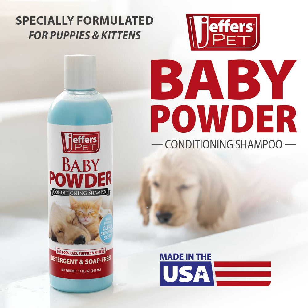 Jeffers Pet Baby Powder Tearless Conditioning Shampoo – 11:1 Concentrated Shampoo for Puppies & Kittens