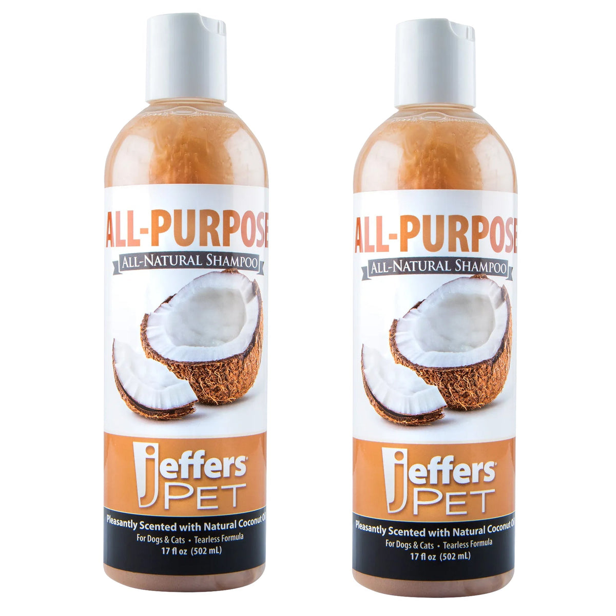Jeffers Pet Tearless All-Purpose Coconut Oil Shampoo – 8:1 Concentrated Shampoo for Dogs & Cats