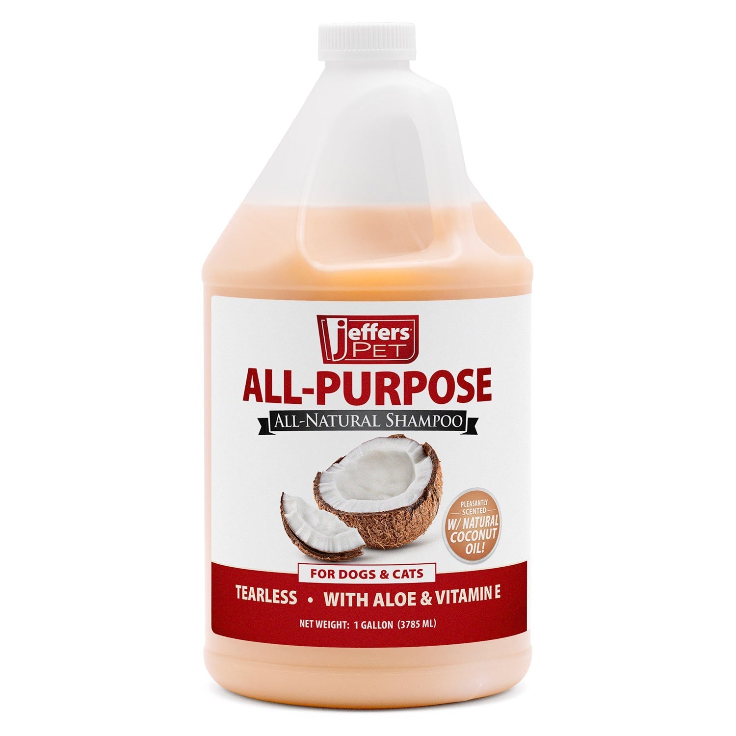 Jeffers Pet Tearless All-Purpose Coconut Oil Shampoo – 8:1 Concentrated Shampoo for Dogs & Cats