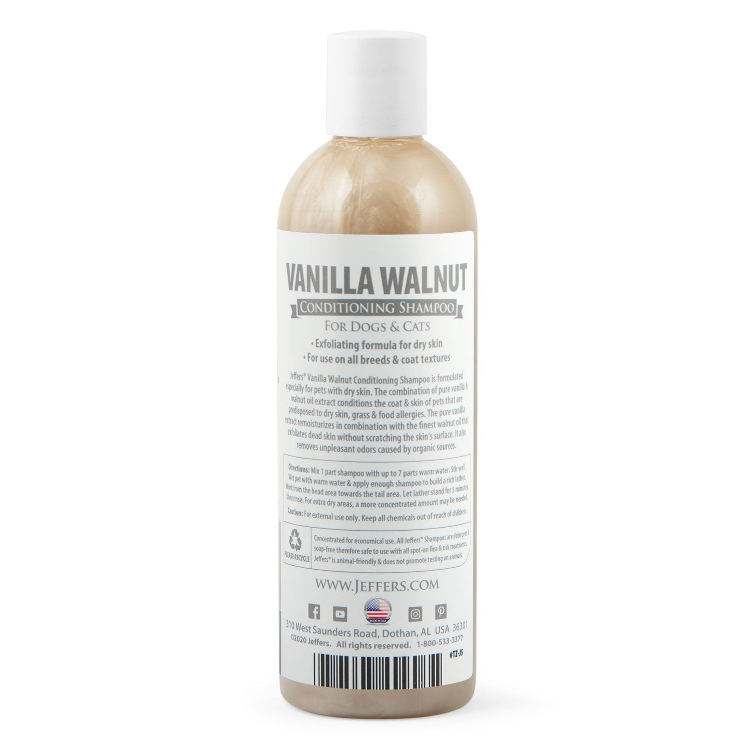 Jeffers Pet Vanilla Walnut Exfoliating & Conditioning Shampoo – 7:1 Concentrated Dog & Cat Shampoo