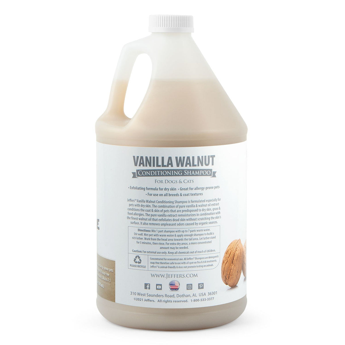 Jeffers Pet Vanilla Walnut Exfoliating & Conditioning Shampoo – 7:1 Concentrated Dog & Cat Shampoo