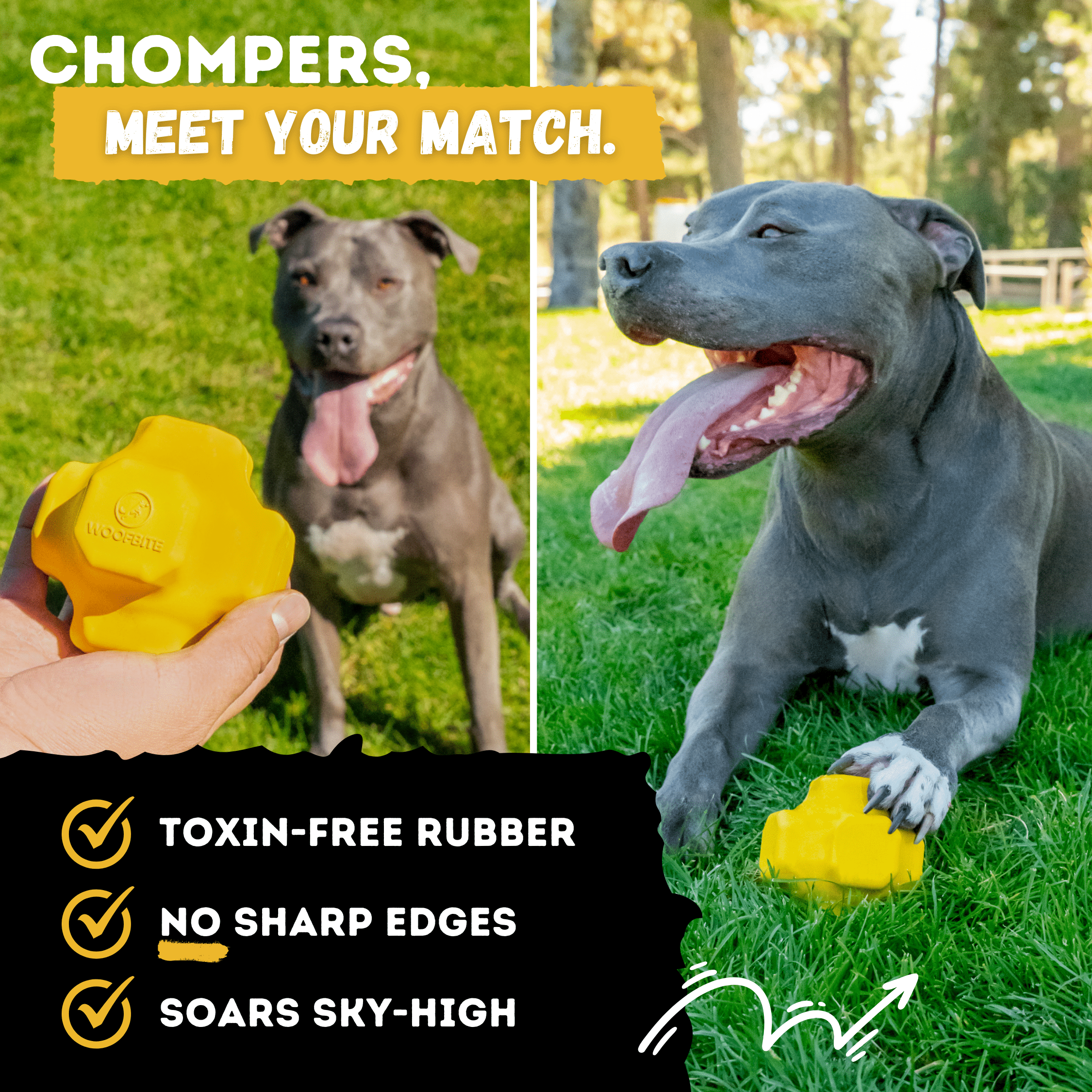 WOOFBITE Jumping Jack – Heavy-Duty Rubber Dog Toy for Aggressive Chewers