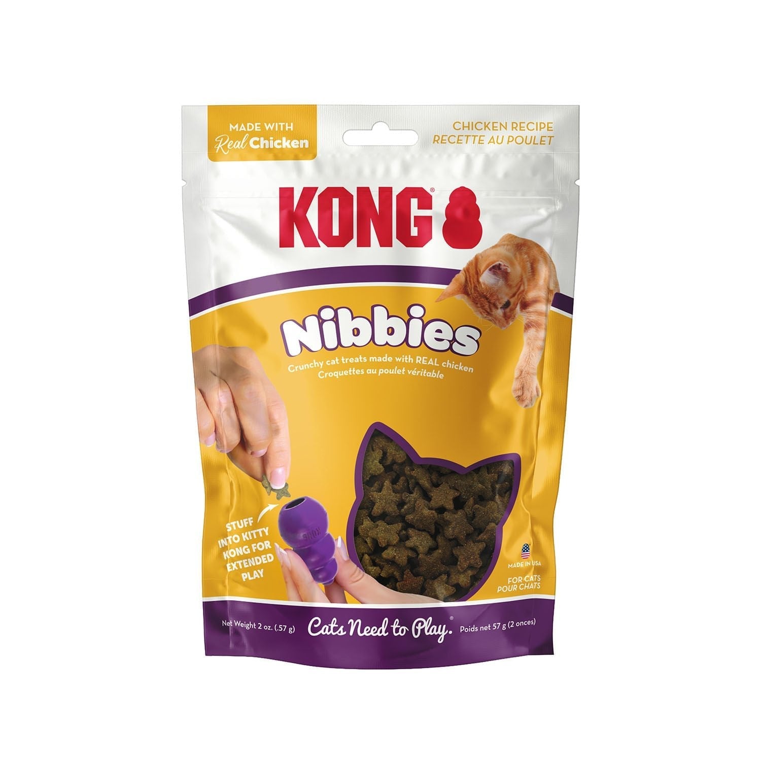KONG Cat Nibbies Crunchy Cat Treats – 2 oz Kitty KONG Treats