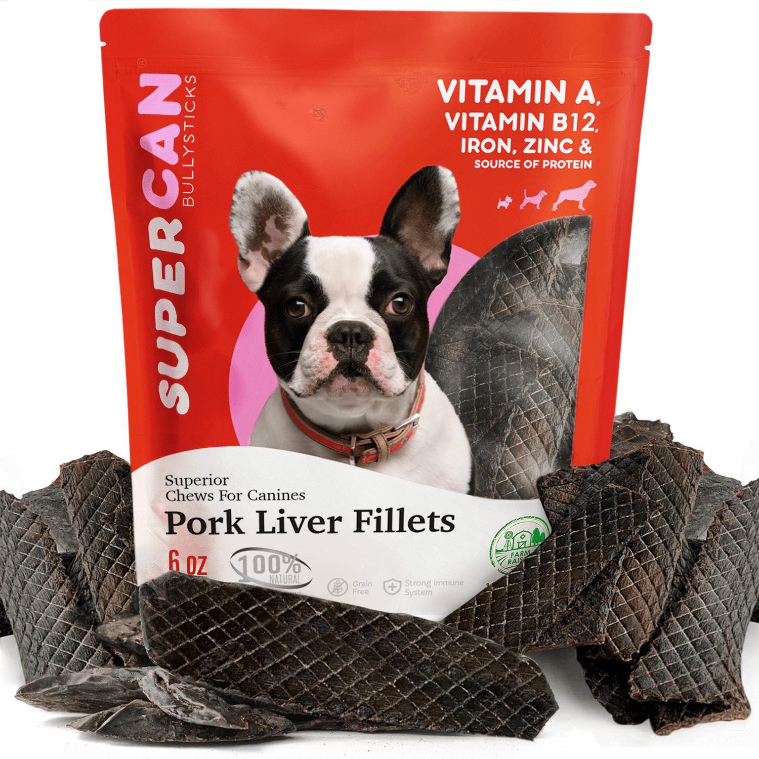 SuperCan Liver Fillets Dog Treats | Natural Source of Vitamin B6, B12, Iron & Zinc (6oz)