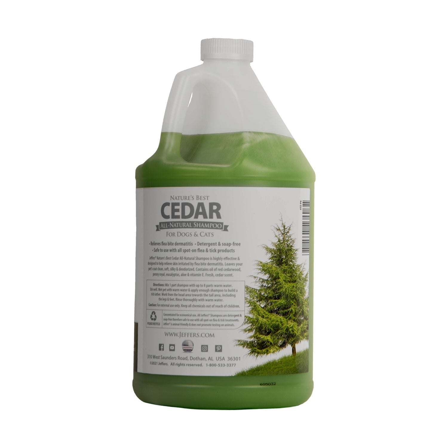 Jeffers Pet Nature’s Best Cedar Flea Bite Relief Shampoo – 8:1 Concentrated Shampoo for Dogs & Cats