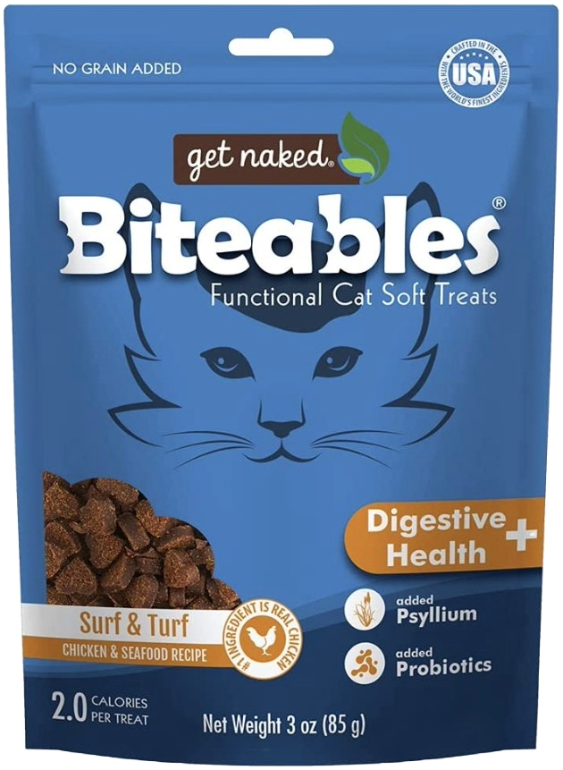 Get Naked Digestive Health Soft Cat Treats – Surf & Turf Flavor 3oz | Supports Healthy Digestion
