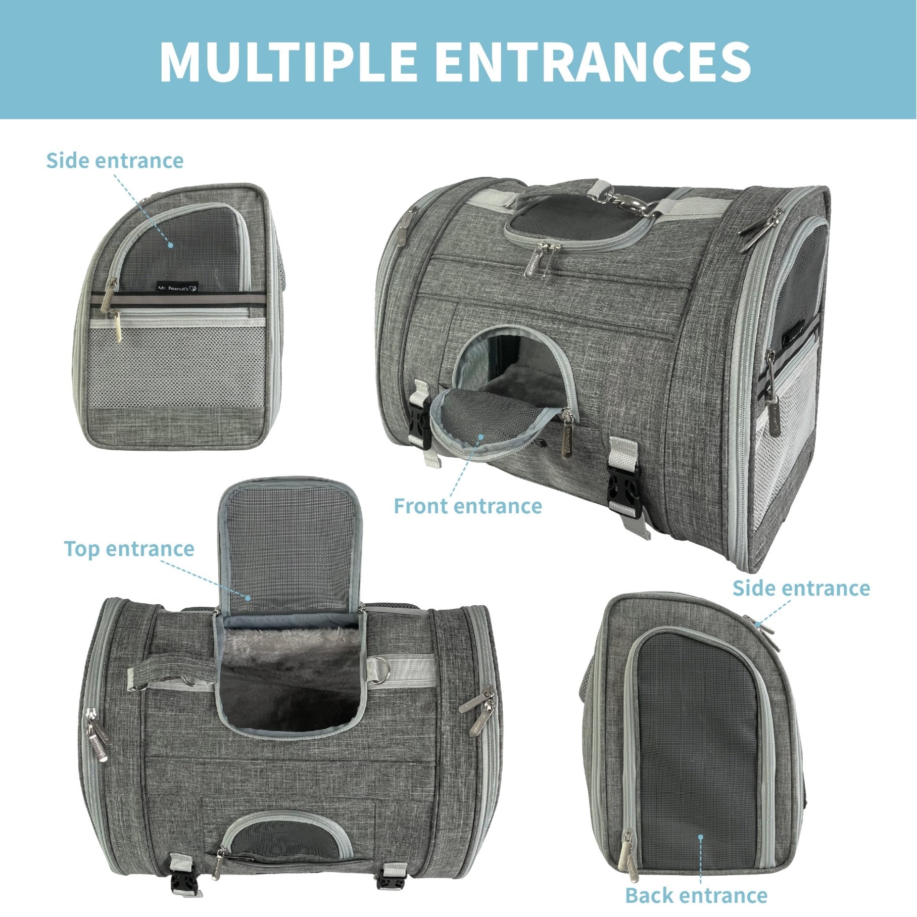 Mr. Peanut’s Monterey Series Horizontal Backpack Pet Carrier – Airline Approved & Travel Ready