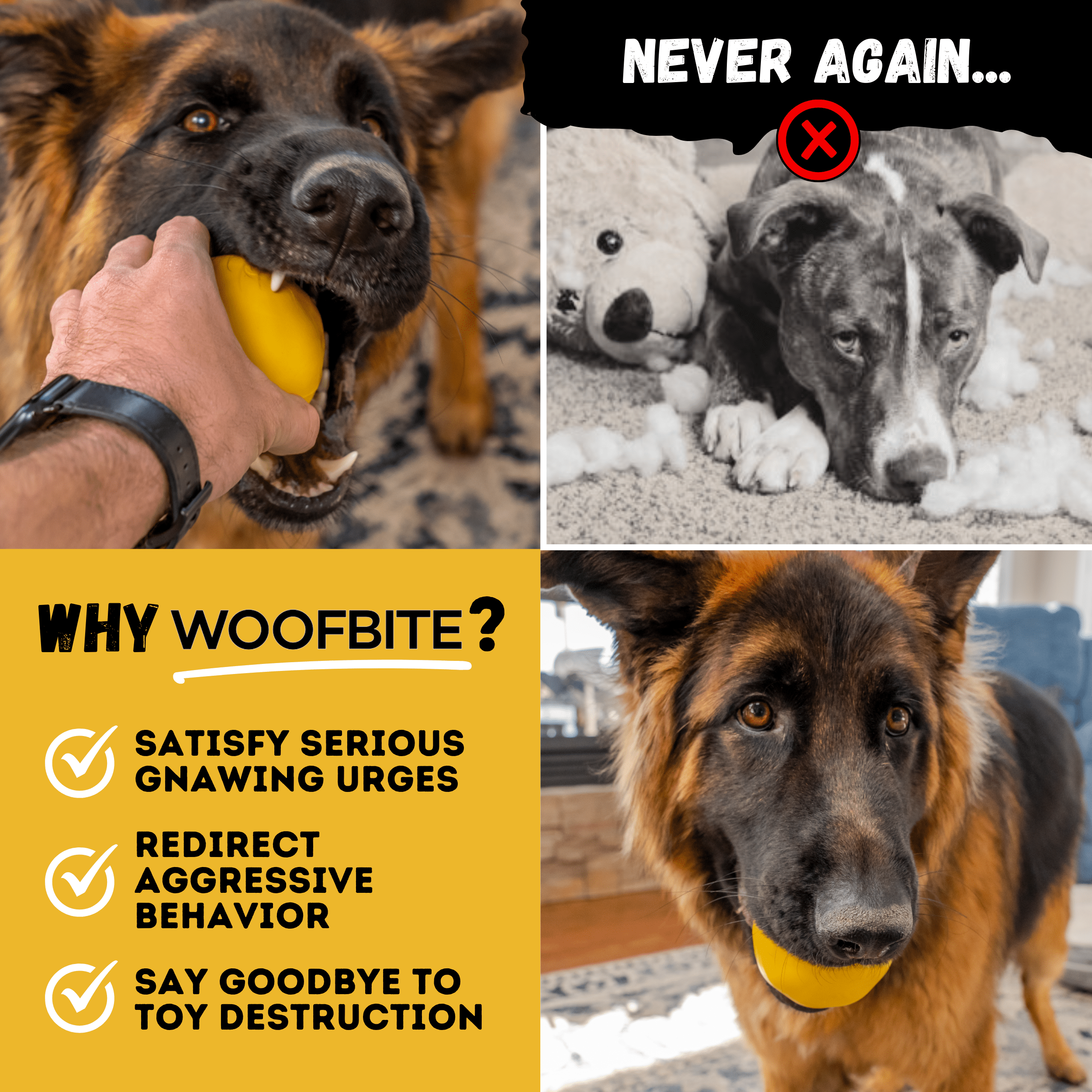 WOOFBITE Durable Rubber Dog Toy – Heavy-Duty Ball for Aggressive Chewers