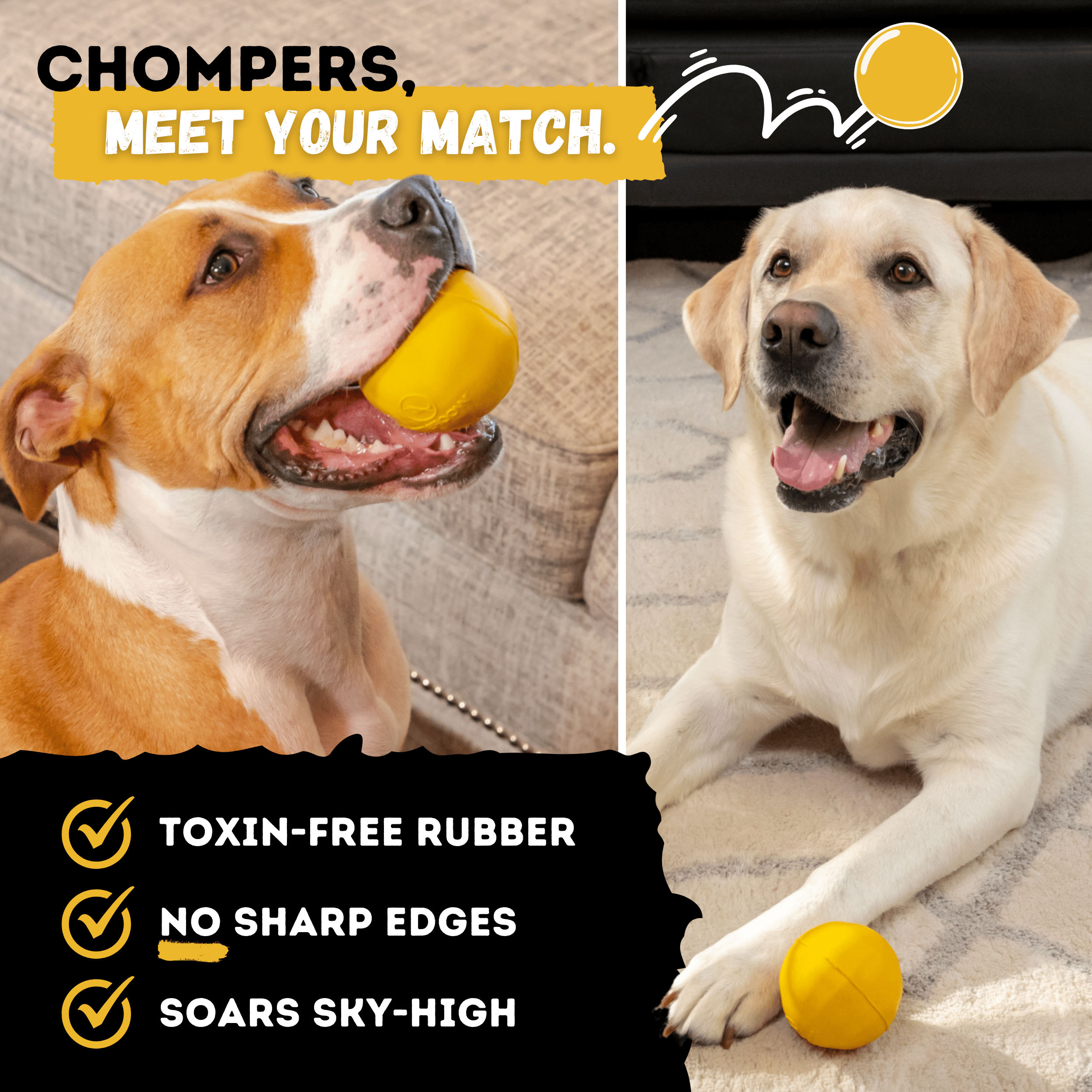 WOOFBITE Durable Rubber Dog Toy – Heavy-Duty Ball for Aggressive Chewers