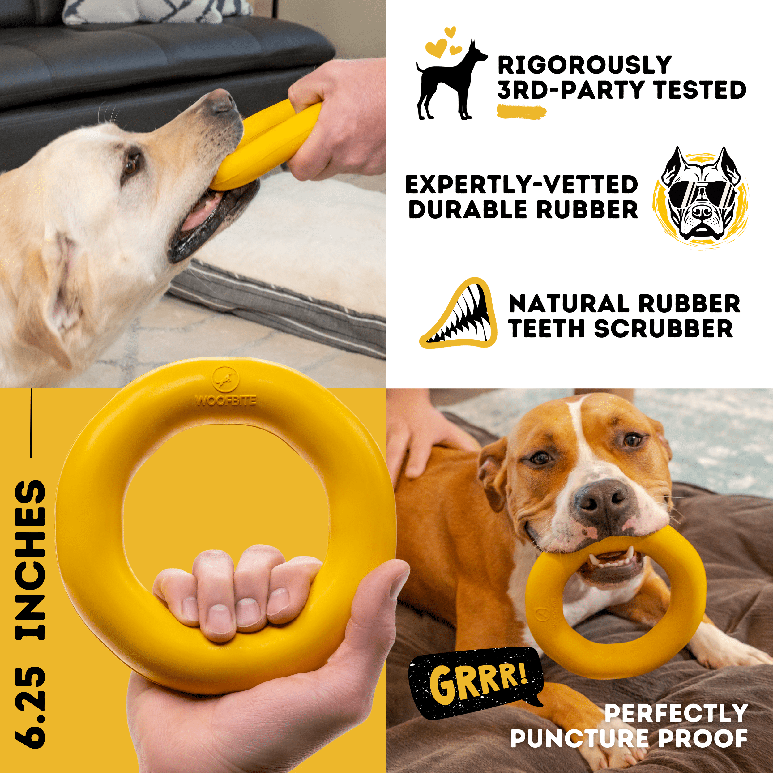 WOOFBITE Indestructible Dog Toy – Heavy-Duty Rubber Toy for Aggressive Chewers