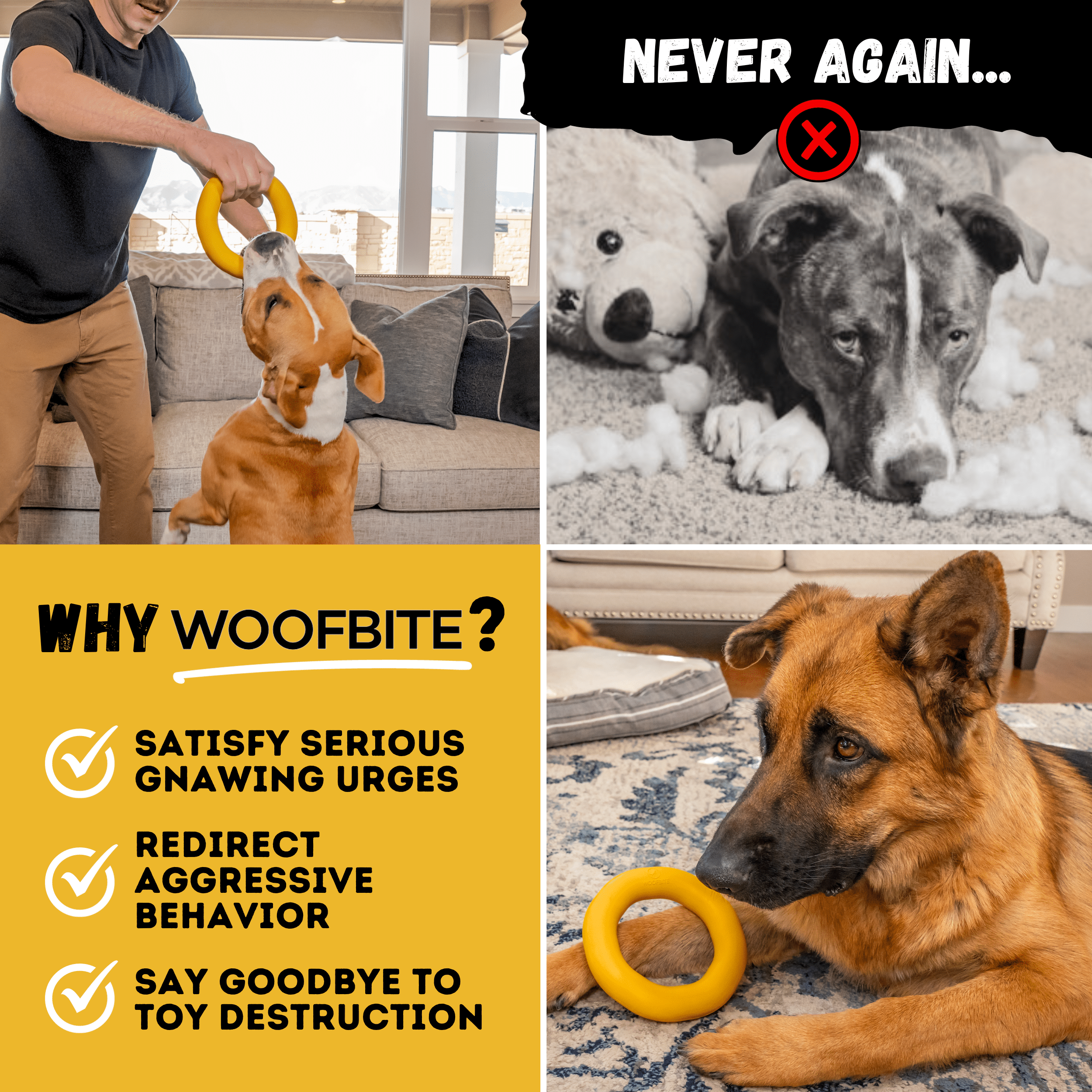 WOOFBITE Indestructible Dog Toy – Heavy-Duty Rubber Toy for Aggressive Chewers
