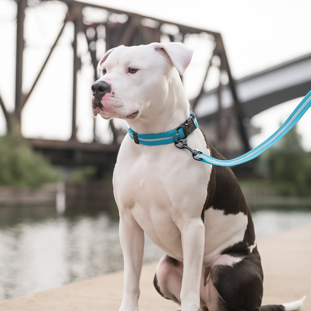 Reflective Dog Leash for Night Walks – Neon Blue High Visibility & Durable Nylon (6ft) by GF PET