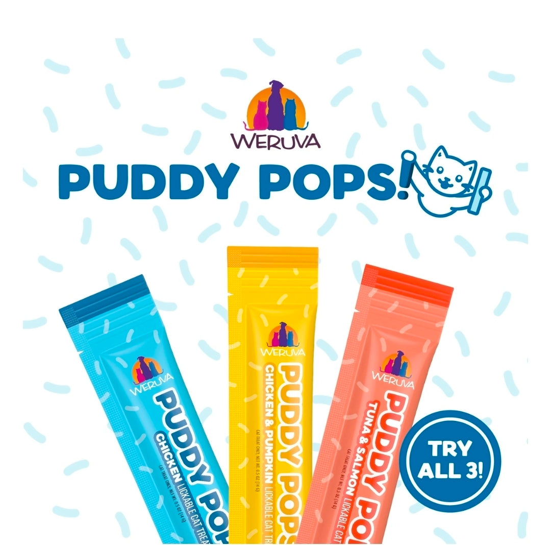 Weruva Puddy Pops Chicken Lickable Cat Treats – Hydrating High-Protein Cat Treat Tubes