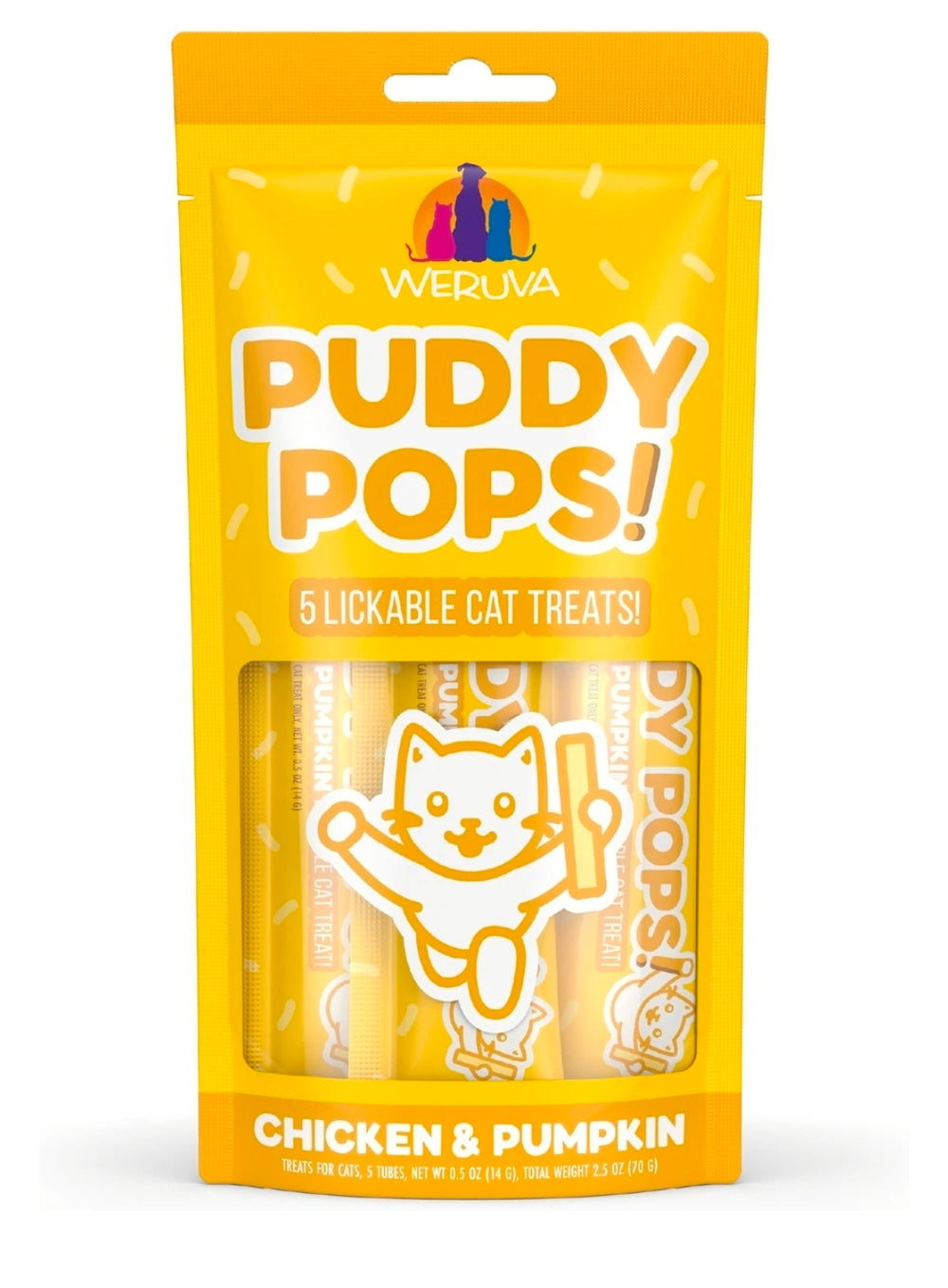 Weruva Puddy Pops Chicken & Pumpkin Lickable Cat Treats – Hydrating High-Protein Cat Treat Tubes