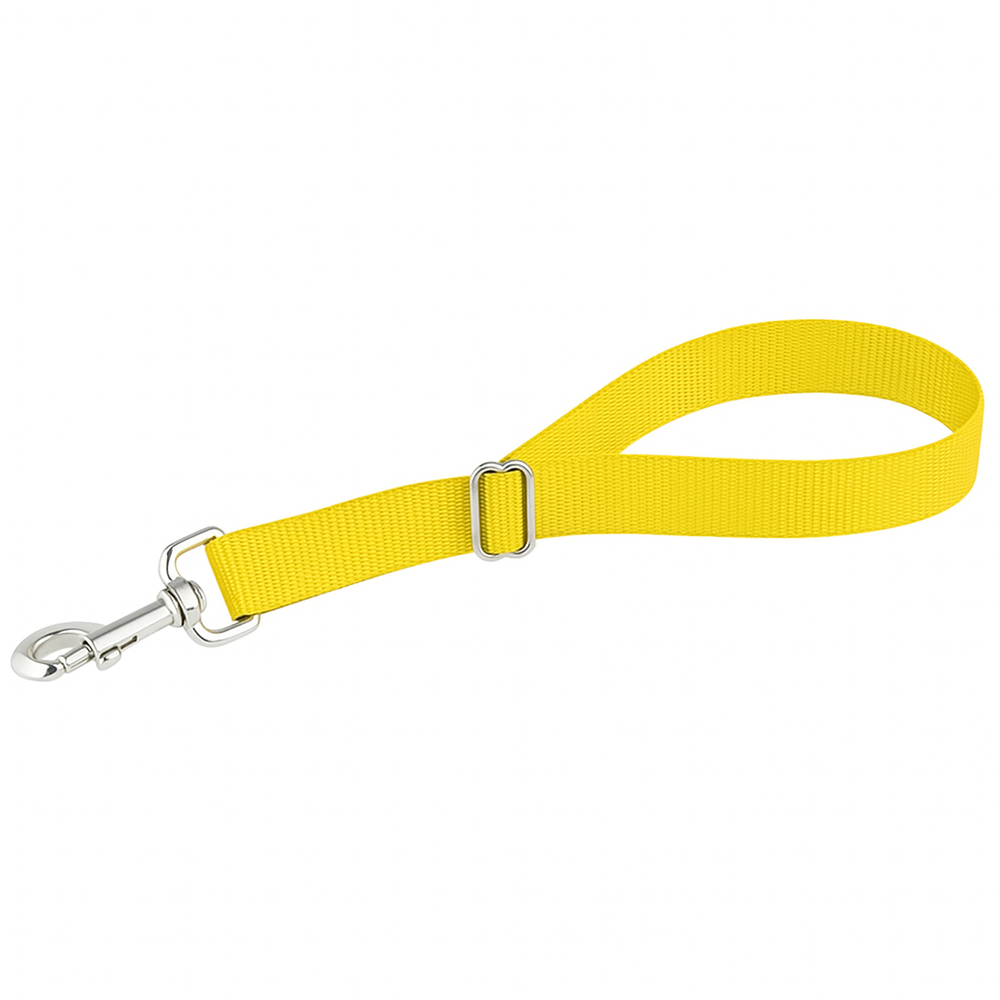 Ultra-Durable Solid Yellow Nylon Dog Leash – 4ft/6ft with Optional Traffic Handle (5/8″ or 1″ Width)