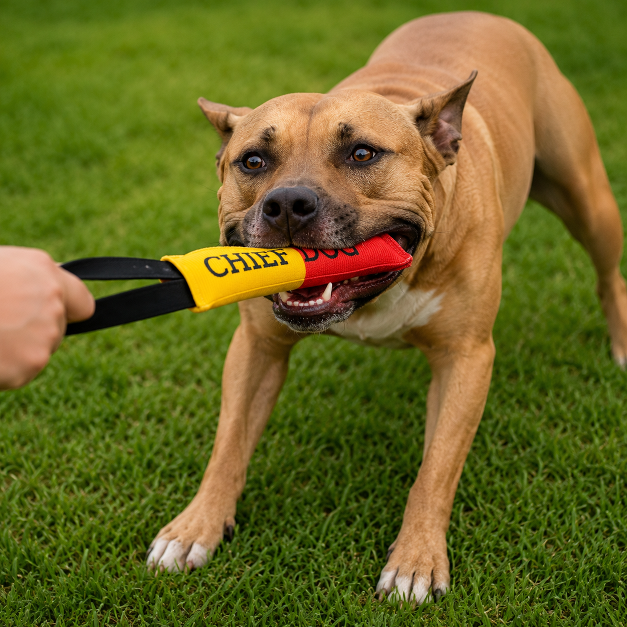 American Dog Fire Hose Chief Dog Tug Toy – Heavy-Duty Squeaky Dog Toy for Aggressive Chewers