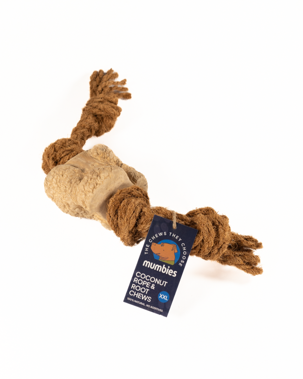 Mumbies Coconut Rope & Root Chew Tug Toy for Dogs – Natural Eco-Friendly Chew and Fetch for Moderate Chewers
