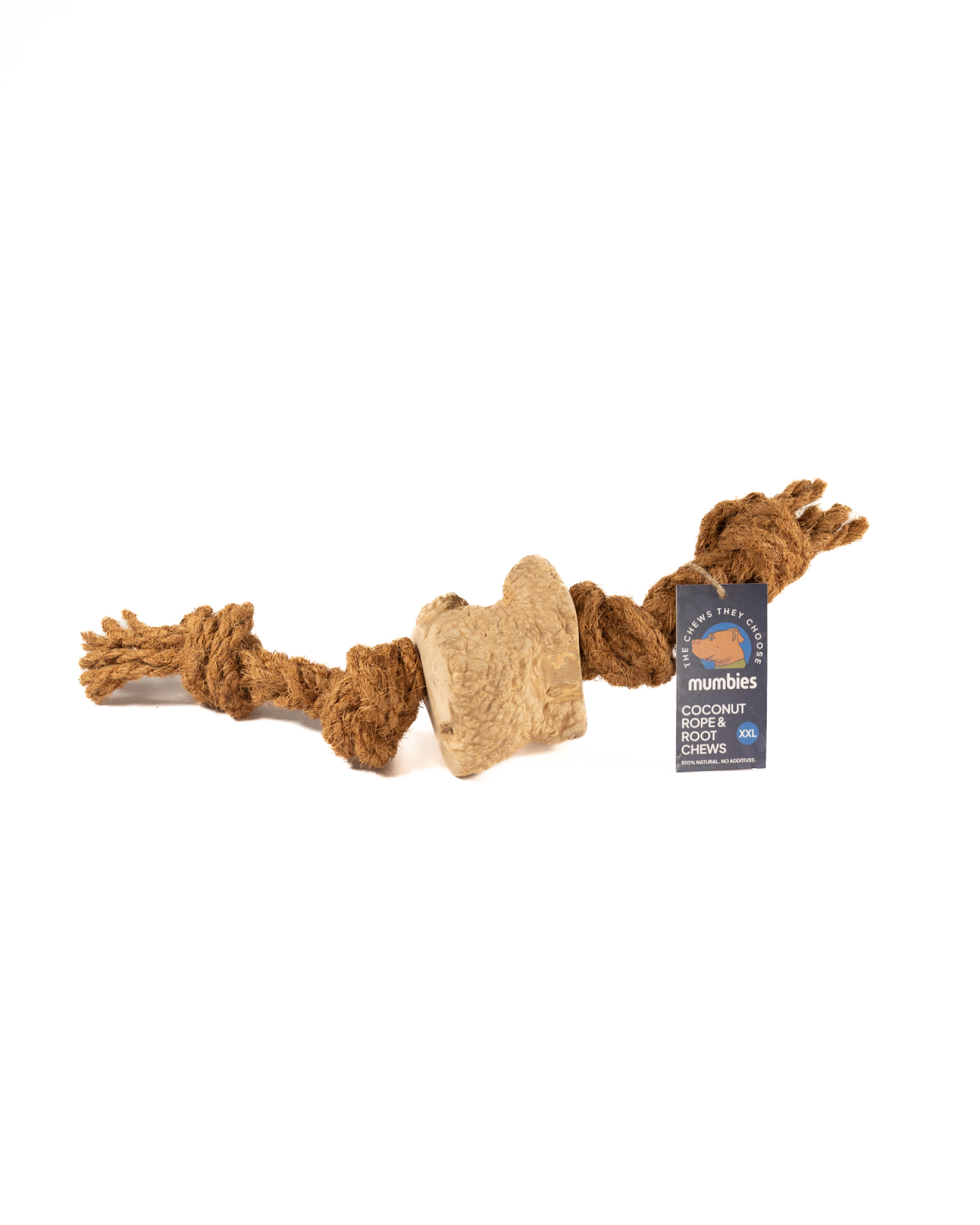 Mumbies Coconut Rope & Root Chew Tug Toy for Dogs – Natural Eco-Friendly Chew and Fetch for Moderate Chewers