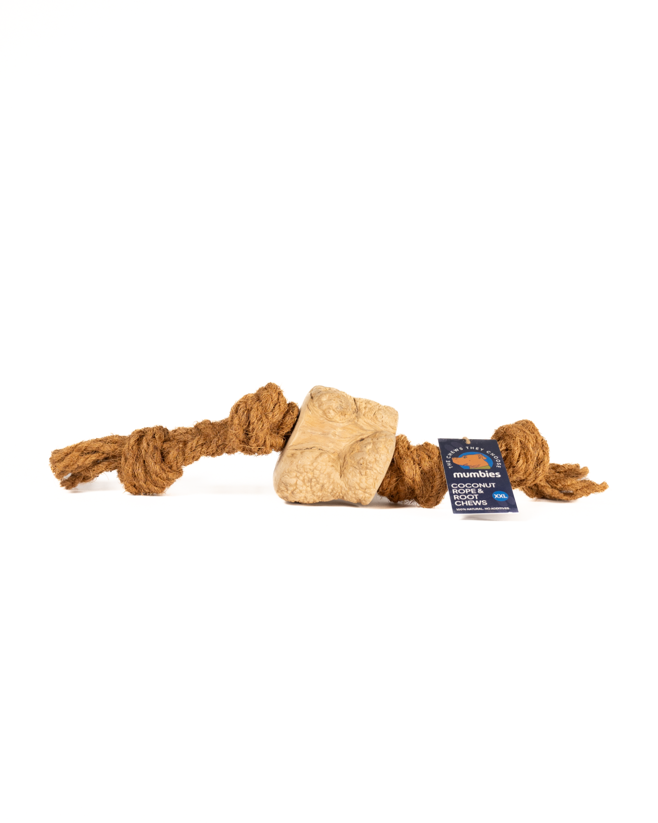 Mumbies Coconut Rope & Root Chew Tug Toy for Dogs – Natural Eco-Friendly Chew and Fetch for Moderate Chewers