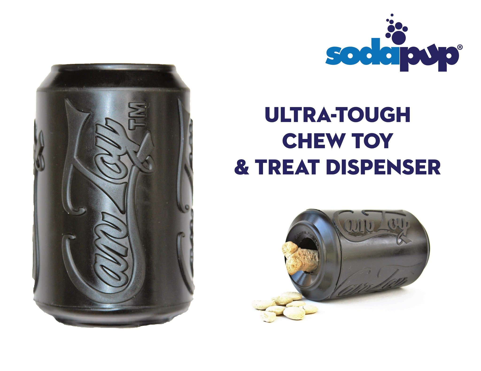 SodaPup Magnum Can Rubber Chew Toy & Treat Dispenser – USA-Made Enrichment Toy for Extreme Chewers
