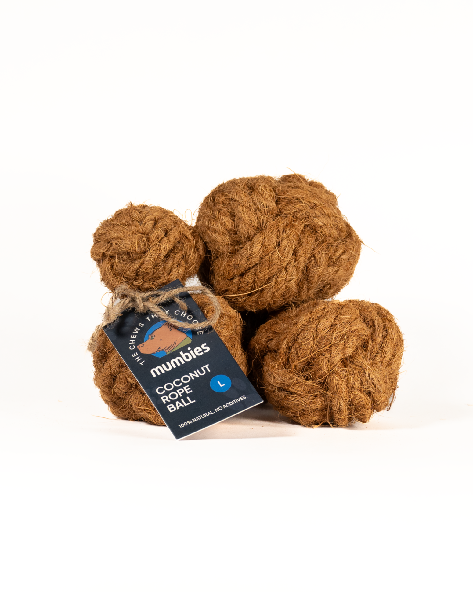 Mumbies Natural Coconut Rope Ball for Dogs – Eco-Friendly Braided Coconut Fiber Dog Toy for Chewing, Fetch & Dental Health
