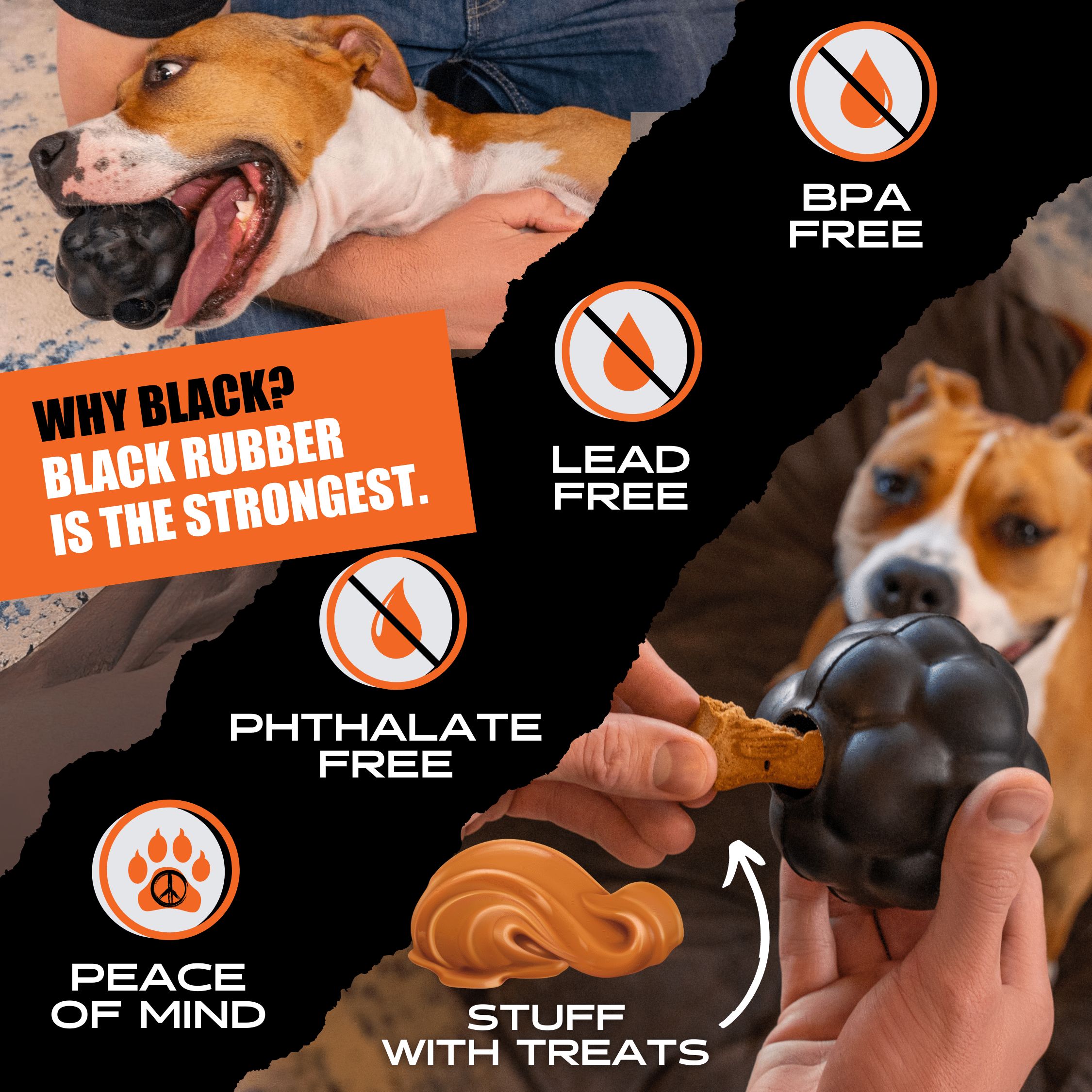 Monster K9® Indestructible Rubber Ball Dog Toy – Ultra-Durable Natural Rubber Chew Toy for Aggressive Chewers