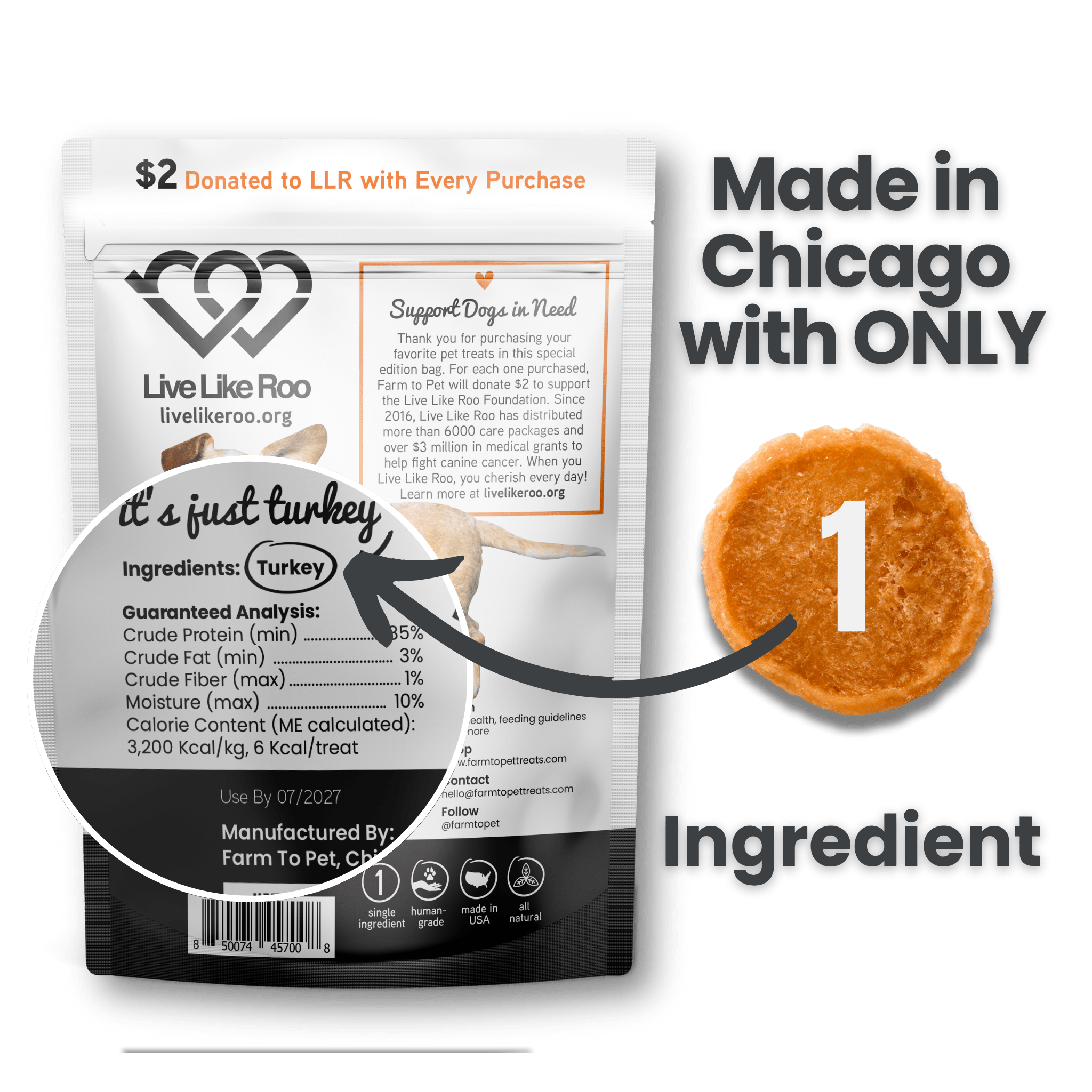 Live Like Roo Turkey Chips – Healthy Dog Treats That Support Canine Cancer Care