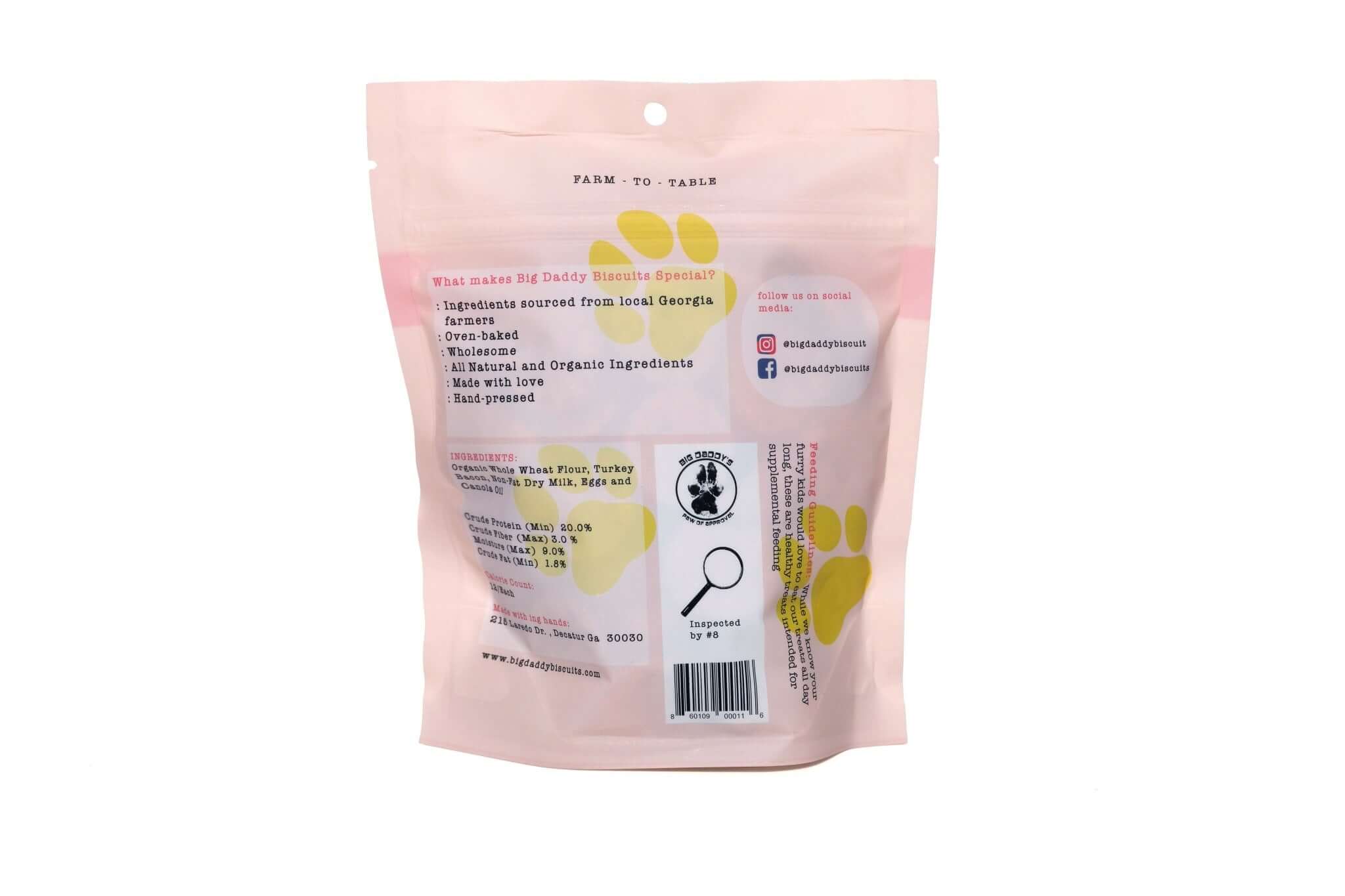 Big Daddy’s All-Natural Turkey Bacon Dog Biscuits – High-Protein Handmade Treats