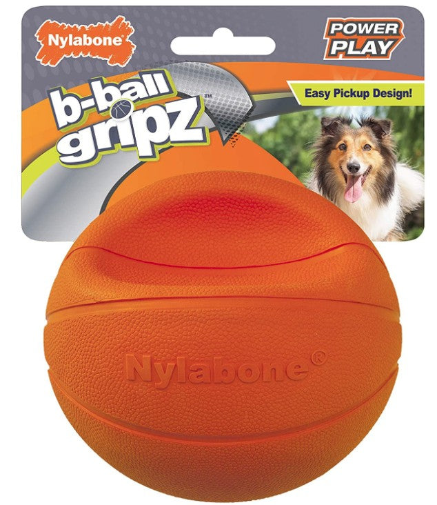 Nylabone Power Play B-Ball Gripz – Durable Interactive Basketball Dog Toy for Fetch & Chewing