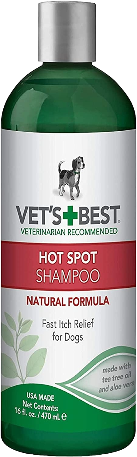 Vet's Best Hot Spot Itch Relief Dog Shampoo – Natural Formula with Tea Tree Oil, Aloe Vera & Chamomile, Alcohol-Free, 16 oz