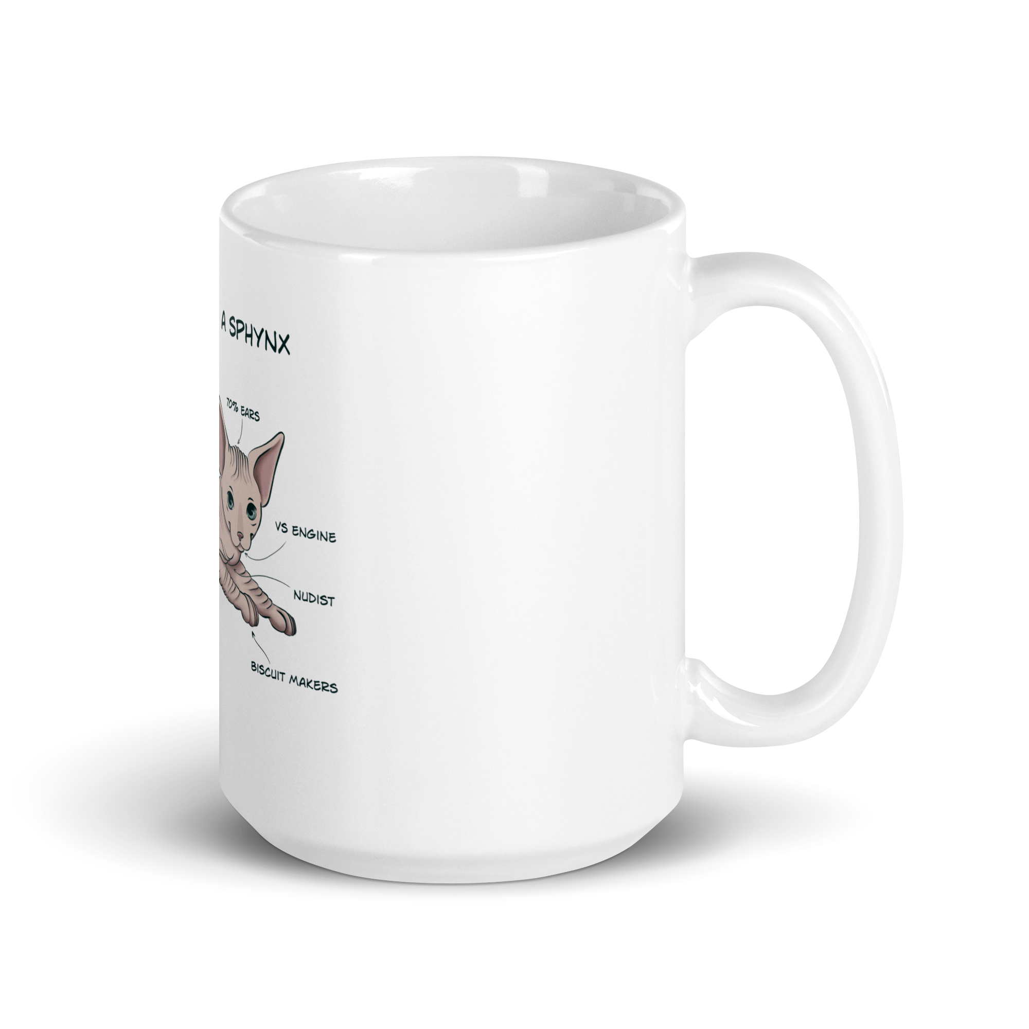 Sphynx Cat Anatomy Mug – Funny Ceramic Coffee Cup for Cat Lovers