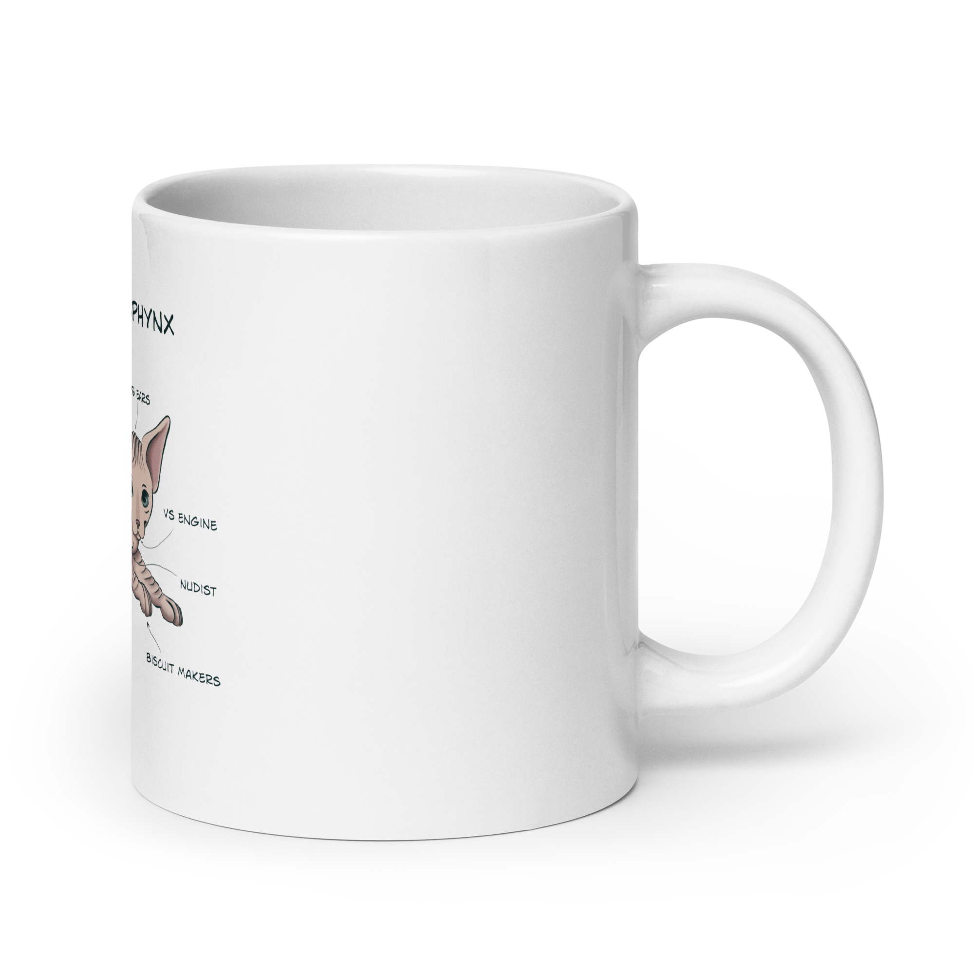 Sphynx Cat Anatomy Mug – Funny Ceramic Coffee Cup for Cat Lovers